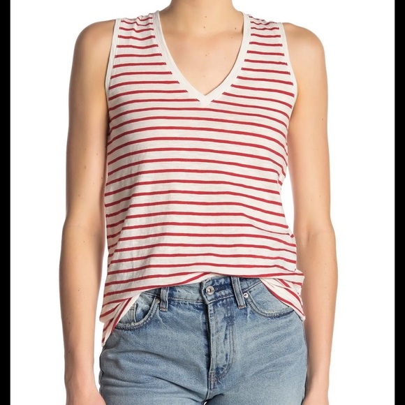 Madewell Tops - Madewell Theresa V Neck stripe tank top size M